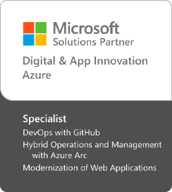 Selo do Microsoft Solutions Partner da designação da Niteo em Inovação Digital e de Aplicativos.